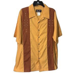 Wrangler Sample Western Shirt L Mustard Rust Embroidered Rare Sample Piece